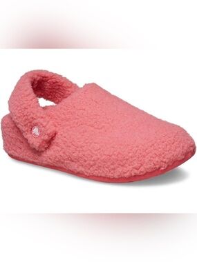 CROCS Classic Cozzy Pink Sherpa Slippers in Color “Hot Blush”